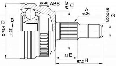 OPEN PARTS cvj544310 -  Шарнирный комплект, приводной вал
